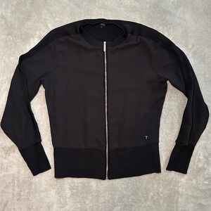 Ted Baker London Bomber Jacket Women Size 1 US 2/4 Black Minimalist Quiet Luxury